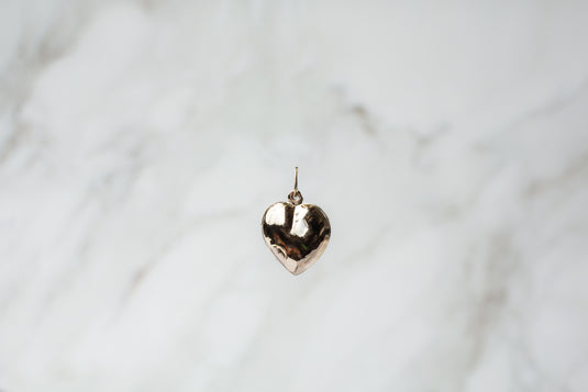 Puffy Heart Charm - 14K Solid Gold (Yellow)