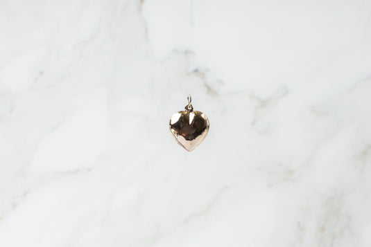 Puffy Heart Charm - 14K Solid Gold (Yellow)