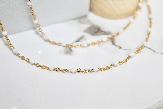 Pebbles  - 14K Gold Filled Enamel (White)