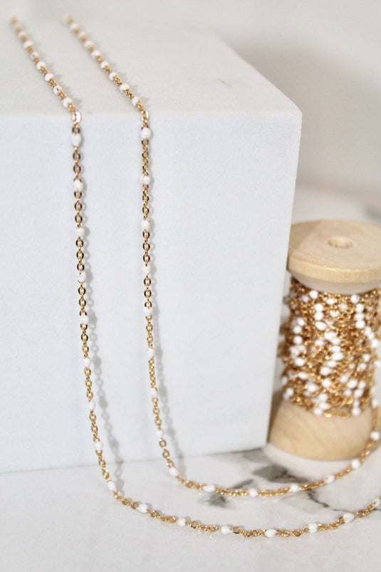 Pebbles  - 14K Gold Filled Enamel (White)