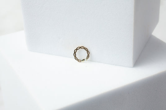 Yellow Gold  yellow  twisted  Round  ring  Gold  FLAT  charm  14k Gold  14k