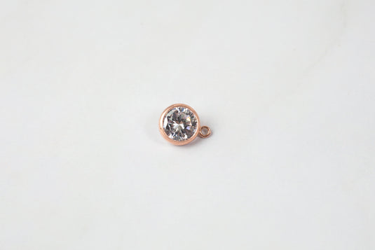 Dije de circonita cúbica de 6 mm - Relleno de oro de 14 quilates (rosa)