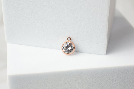 Dije de circonita cúbica de 6 mm - Relleno de oro de 14 quilates (rosa)