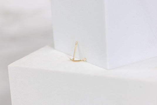 Stud Earring with Jump Ring - 14K Solid Gold (Yellow)
