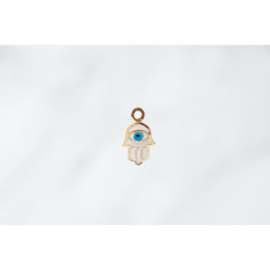 hand/eye  Gold  charm  blue & white  14k Gold