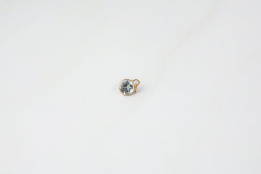 Dije de topacio azul - Oro macizo de 14 quilates (amarillo)