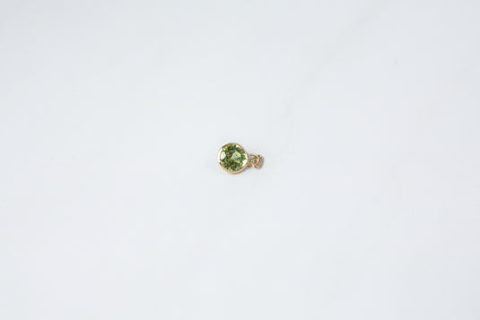Dije de peridoto circular de 4 mm - Oro macizo de 14 quilates (amarillo)
