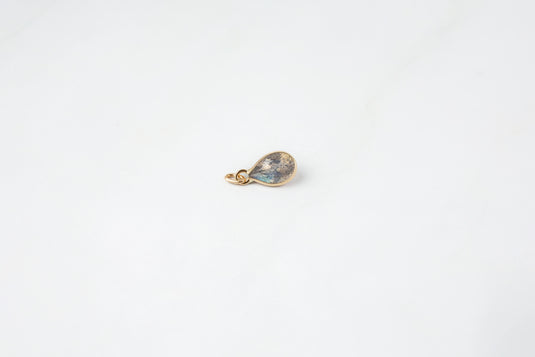 Dije de labradorita en forma de pera de 4 mm - Oro macizo de 14 quilates (amarillo)