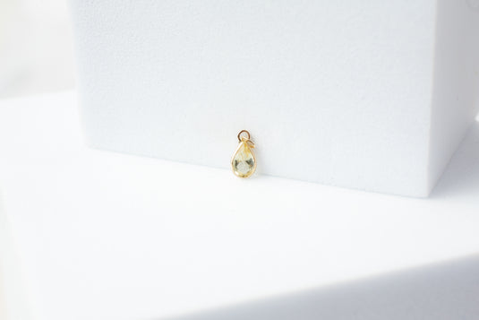 Yellow Gold  yellow  stone  quartz  Gold  gemstone  charm  14k Gold  14k