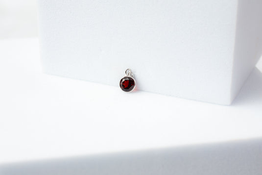 White Gold  White  stone  red  Gold  gemstone  garnet  charm  14k Gold  14k