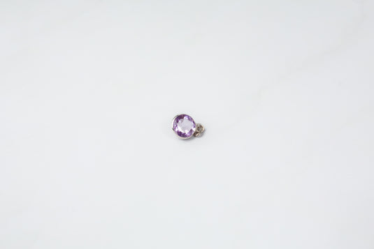 Dije de amatista - Oro macizo de 14 quilates (blanco)