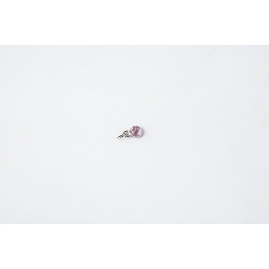 2.5mm Circle Pink Sapphire Gemstone Charm - 14K Solid Gold (White)