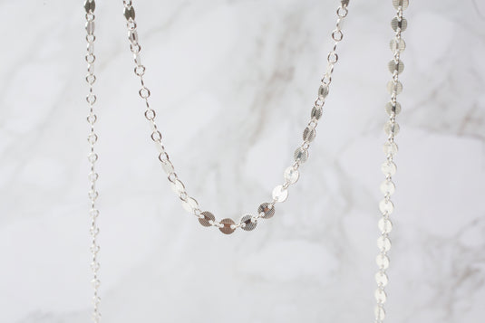 texture  Sterling Silver  Silver  Round  disc  circle  cable chain  cable