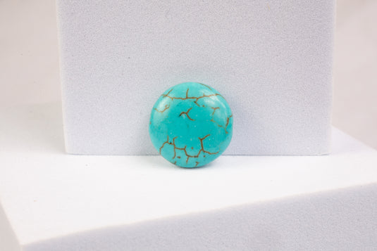 Cuenta de magnesita de línea/azul claro con forma de moneda