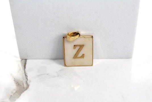 Marble Letter Frame Charms - Gold Plated