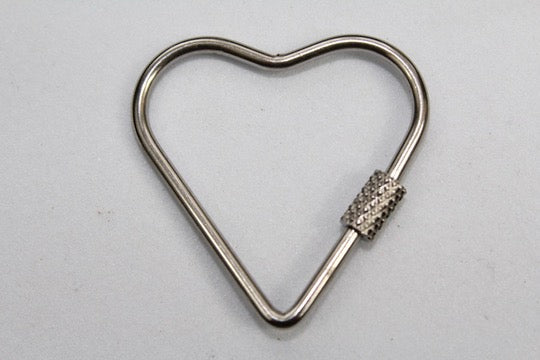 Large Heart Screw Carabiner - Silver Plated