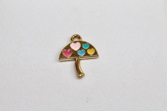 Load image into Gallery viewer, Umbrella with Hearts Charm - Gold Plated
