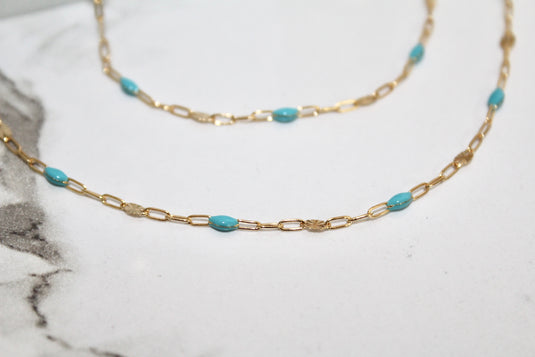 Wave - 14K Gold Filled Enamel (Blue)