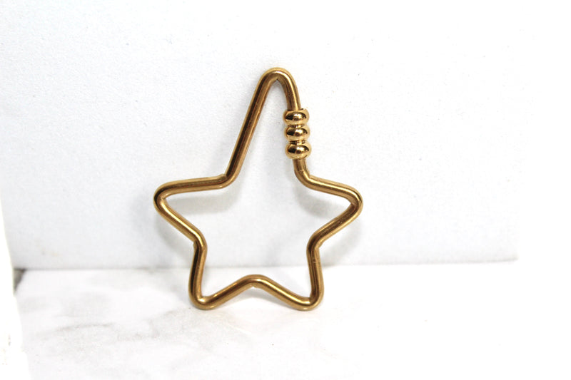 Load image into Gallery viewer, Asymmetrical Star Ball Carabiner - Gold Plated
