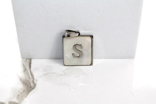 Marble Letter Frame Charms - Silver Plated