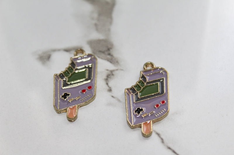 Load image into Gallery viewer, Retro Game Popsicle Charm - Gold Plated
