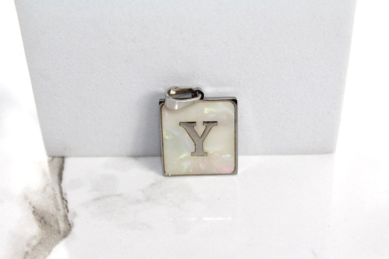 Load image into Gallery viewer, Marble Letter Frame Charms - Silver Plated
