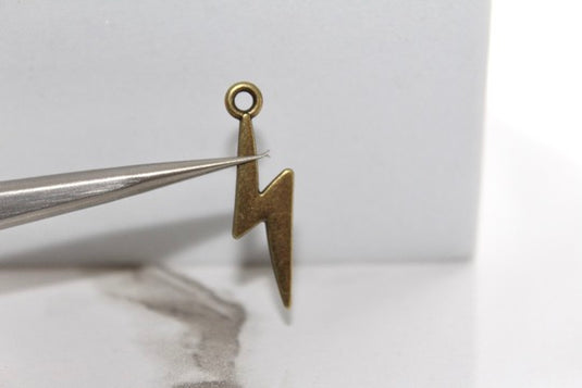 Bronze Lightning Bolt Charm - Gold Plated