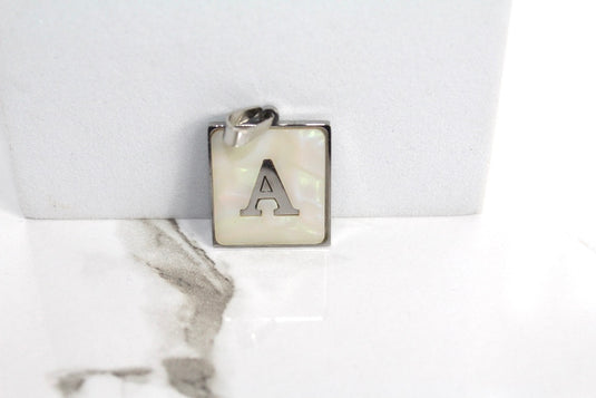 Marble Letter Frame Charms - Silver Plated