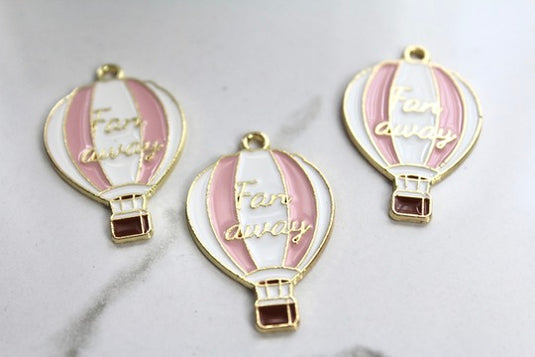 Far Away Hot Air Balloon Charm - Gold Plated