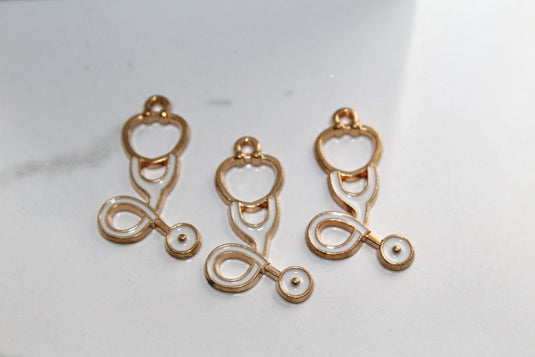 Small Stethoscope Charm - Gold Plated