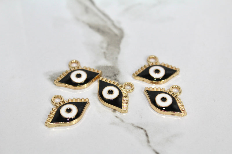 Load image into Gallery viewer, Black Evil Eye Charm - Gold Plated
