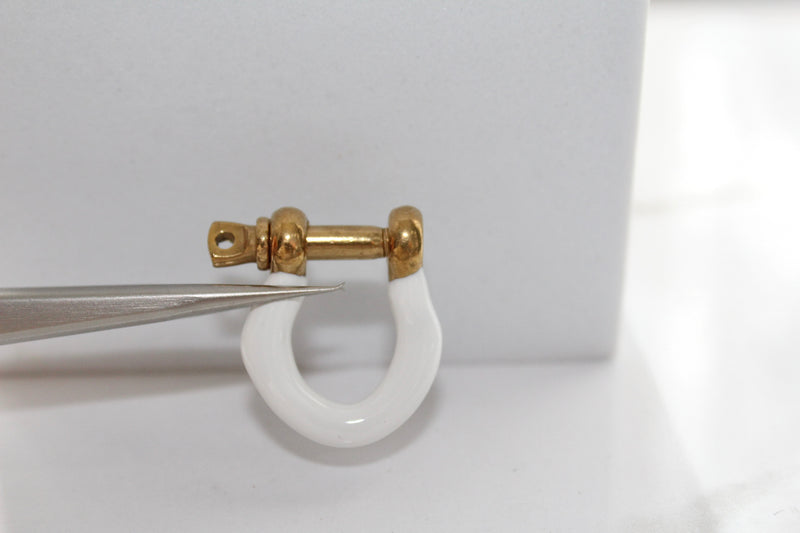 Load image into Gallery viewer, White Large Locking Clasp - Gold Plated
