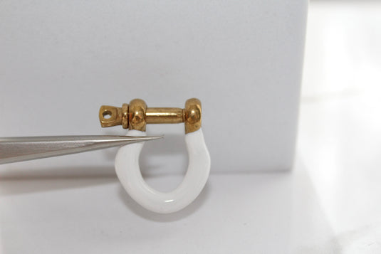 White Large Locking Clasp - Gold Plated