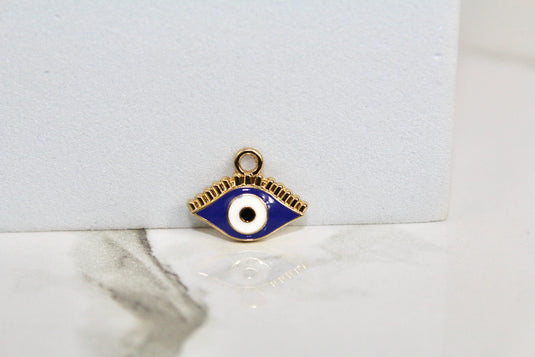 Dark Blue Evil Eye Charm - Gold Plated