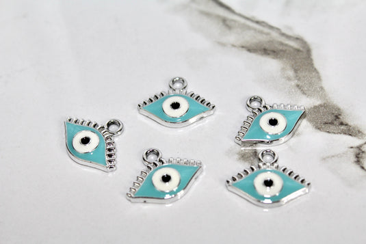 Light Blue Evil Eye Charm - Silver Plated