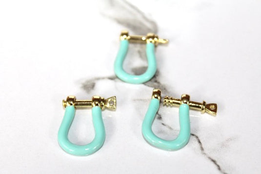 Teal Small Locking Clasp - Gold Plated