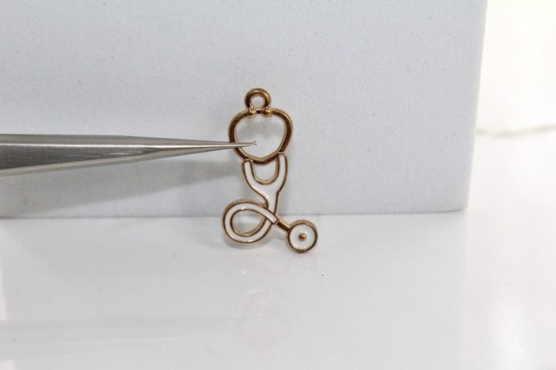 Load image into Gallery viewer, Small Stethoscope Charm - Gold Plated
