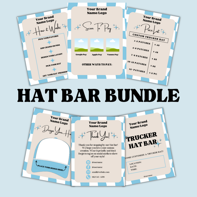 Hat Bar Bundle Signage Bundle - Blue Checkered