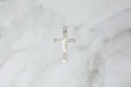 Large Plain Cross Charm - Sterling Silver