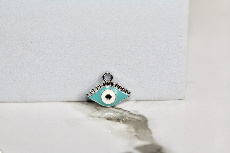 Load image into Gallery viewer, Light Blue Evil Eye Charm - Silver Plated
