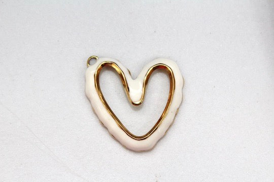 Load image into Gallery viewer, White Large Heart Charm - Gold Plated
