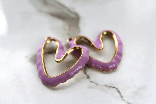 Purple Large Heart Charm - Gold Plated