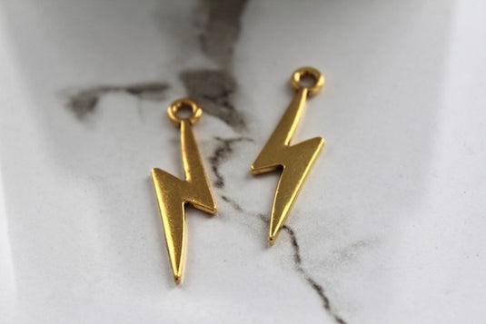 Gold Lightning Bolt Charm - Gold Plated