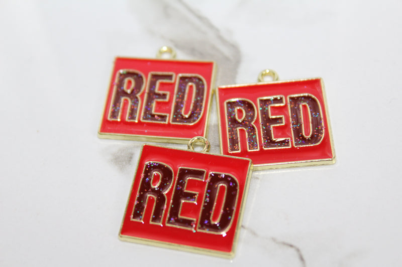 Load image into Gallery viewer, Red Banner Charm - Gold Plated
