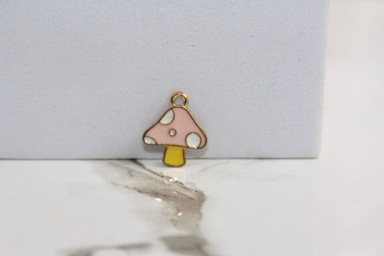 Load image into Gallery viewer, Pink Mushroom Charm - Gold Plated
