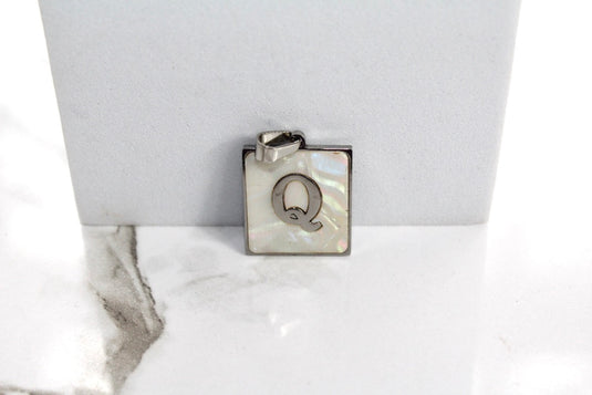 Marble Letter Frame Charms - Silver Plated