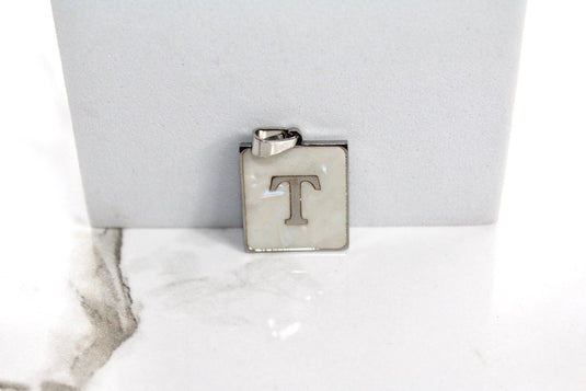 Marble Letter Frame Charms - Silver Plated