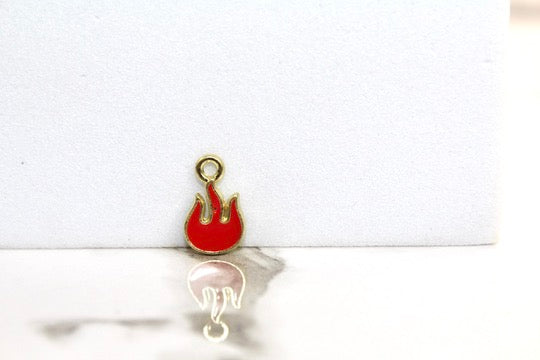 Load image into Gallery viewer, Red Flame Charm - Gold Plated
