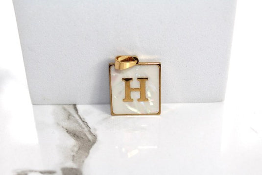 Marble Letter Frame Charms - Gold Plated