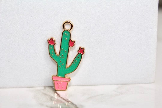 Skinny Cactus Charm - Gold Plated